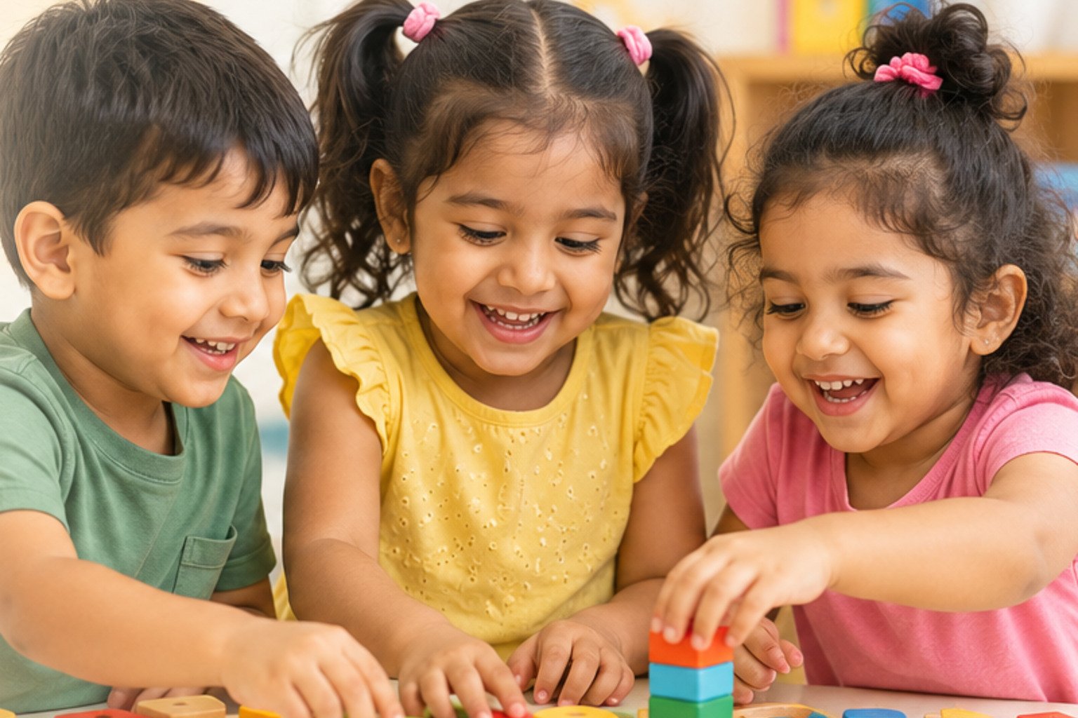 Young children learning and playing together