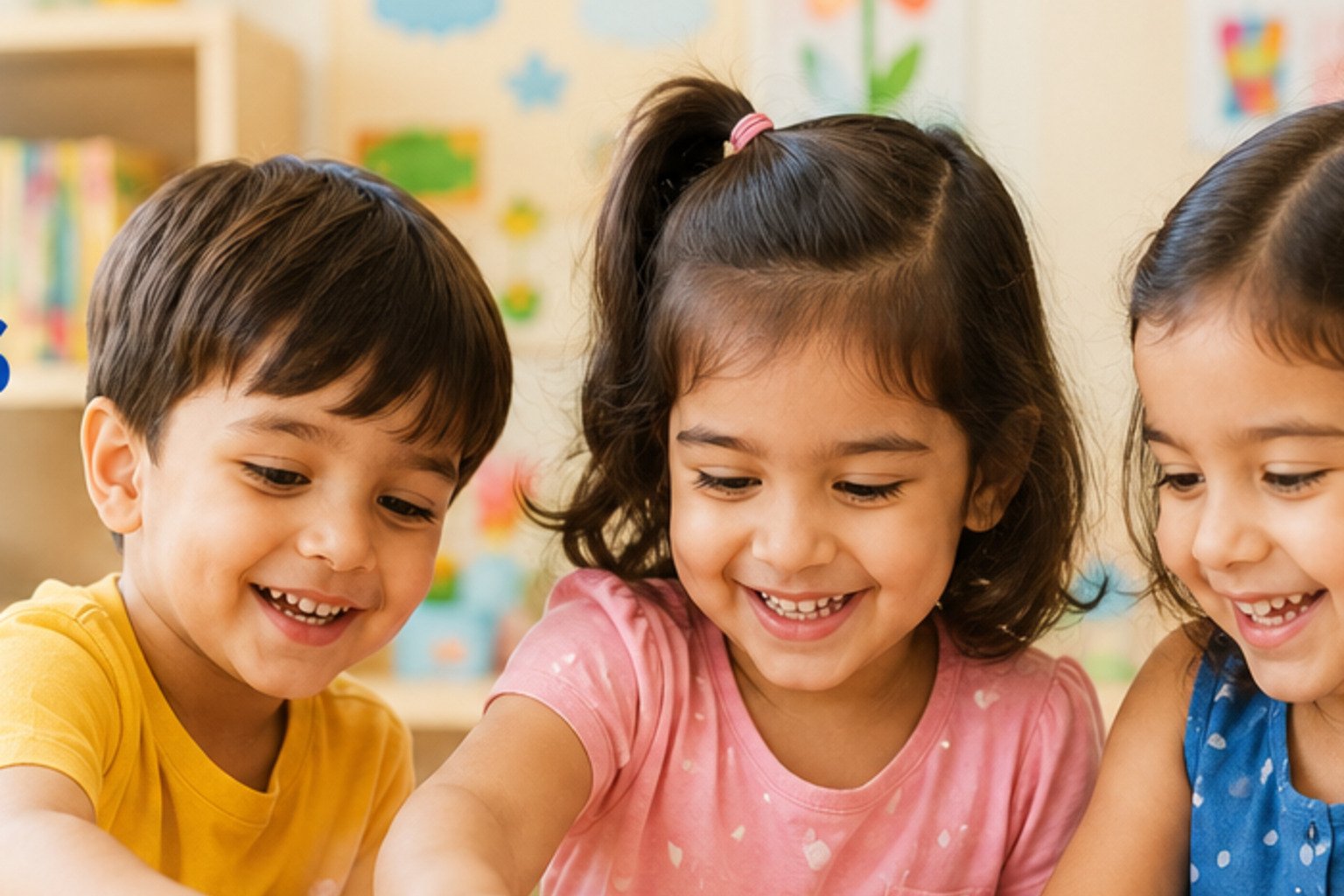 Preschool children enjoying a learning activity together