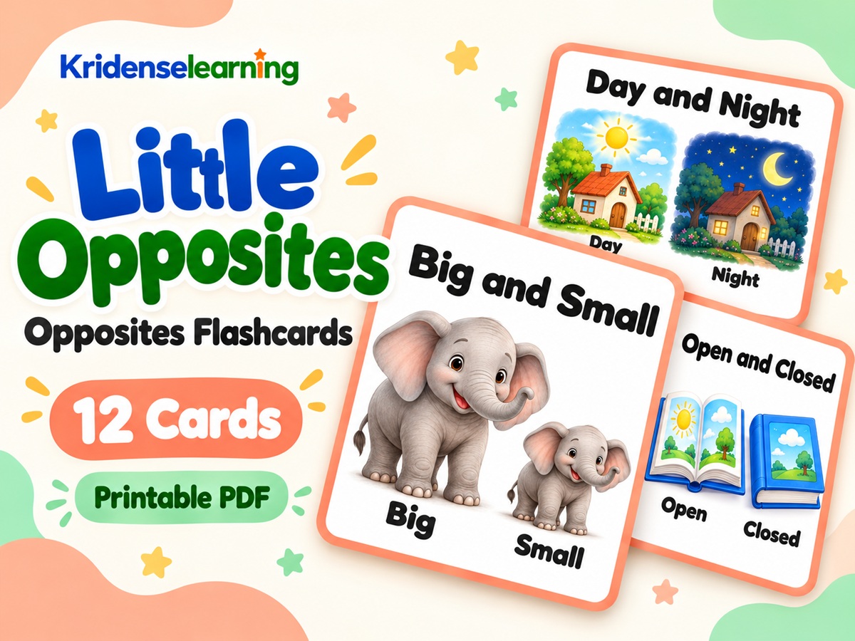 Little Opposites – Printable Opposites Flashcards for Kids